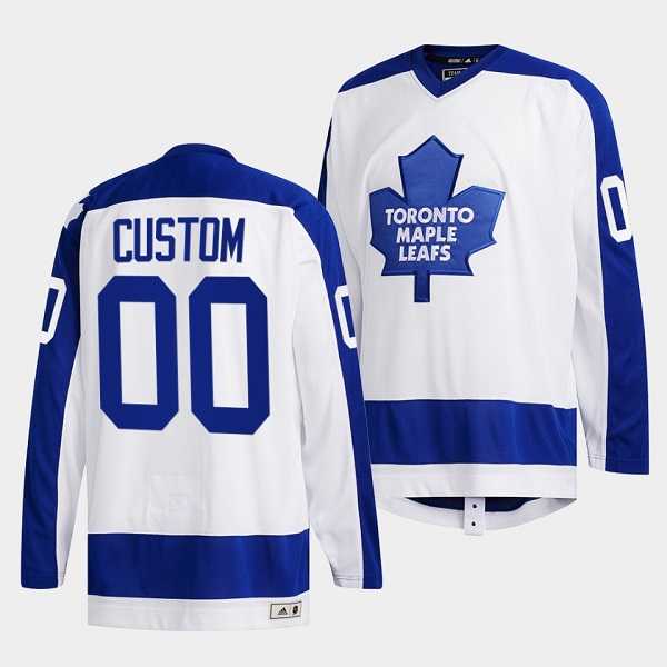 Mens Toronto Maple Leafs Custom White Classics Primary Logo Stitched Jersey